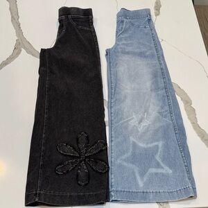 H&M Girls Black and Light Blue Stretch Flare Jeans Jegging  size 8